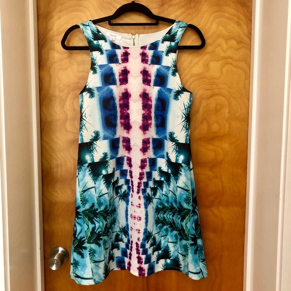 OOTD Sleeveless Miami Print Mini Dress